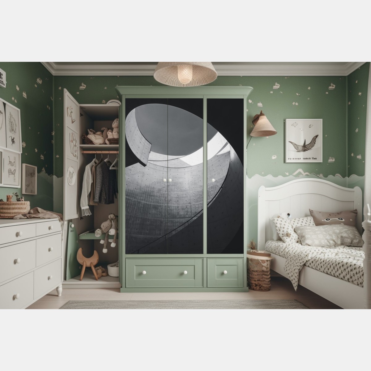 Schrankaufkleber geschwungene beton-spiraltreppe – Wallnifity® Schrankaufkleber geschwungene beton-spiraltreppe – Wallnifity®