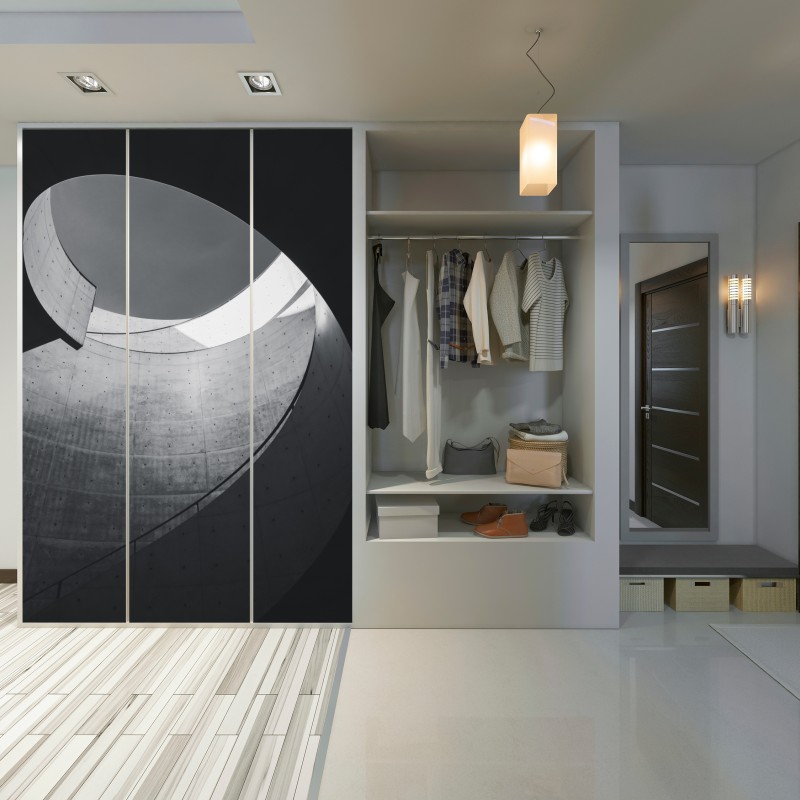 Schrankaufkleber geschwungene beton-spiraltreppe – Wallnifity® Schrankaufkleber geschwungene beton-spiraltreppe – Wallnifity®