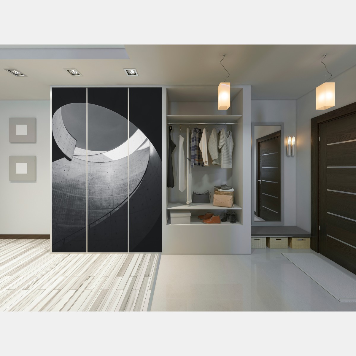 Schrankaufkleber geschwungene beton-spiraltreppe – Wallnifity® Schrankaufkleber geschwungene beton-spiraltreppe – Wallnifity®