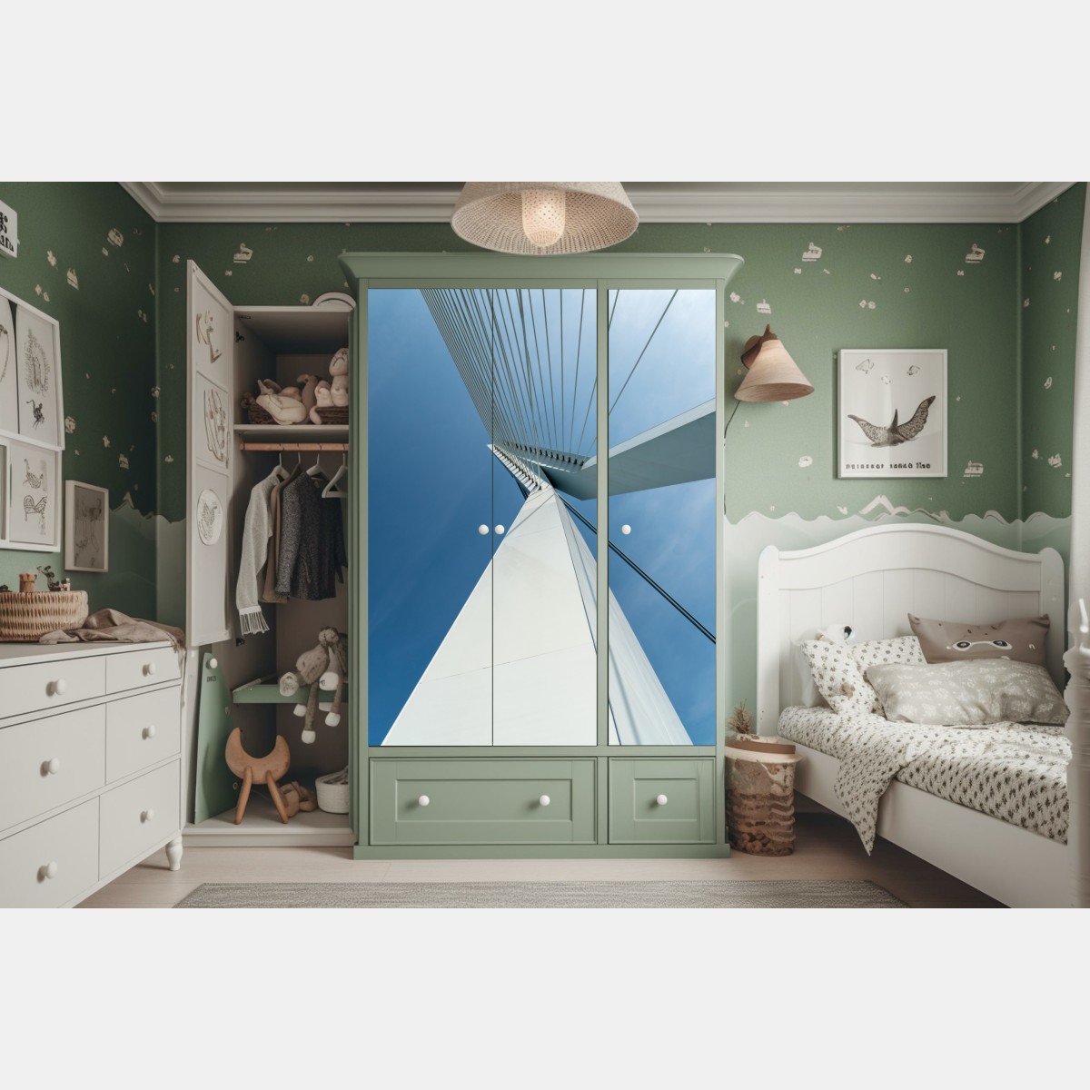 Schrankaufkleber aufsteigende linien: moderner brückenpylon – Wallnifity® Schrankaufkleber aufsteigende linien: moderner brückenpylon – Wallnifity®