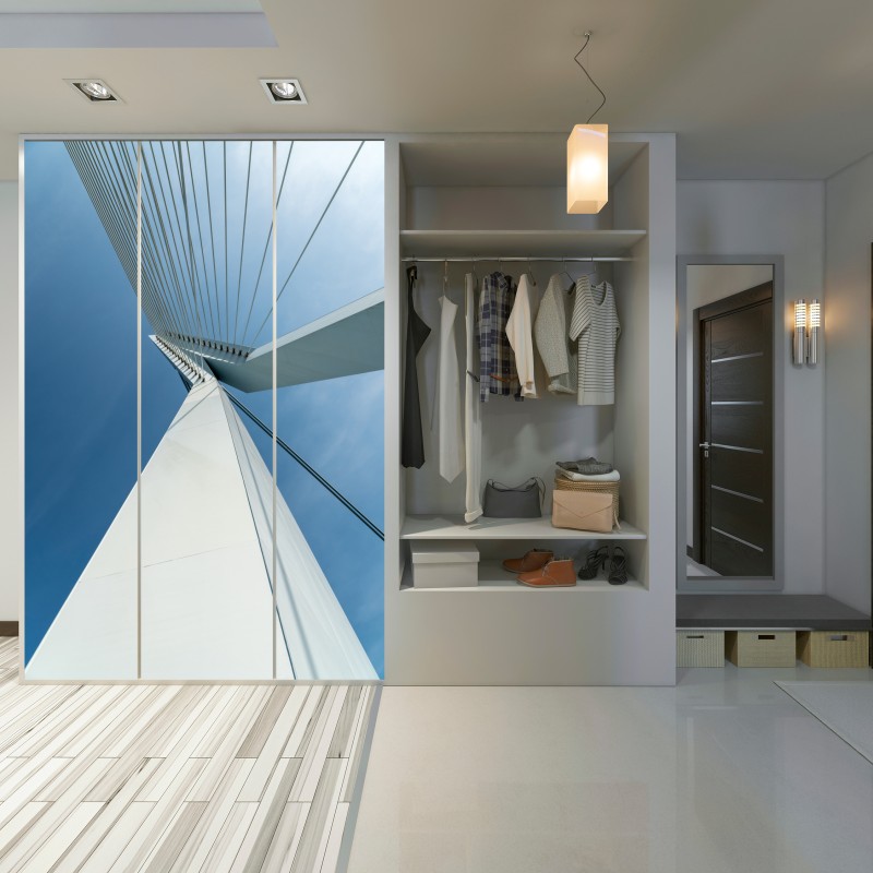 Schrankaufkleber aufsteigende linien: moderner brückenpylon – Wallnifity® Schrankaufkleber aufsteigende linien: moderner brückenpylon – Wallnifity®