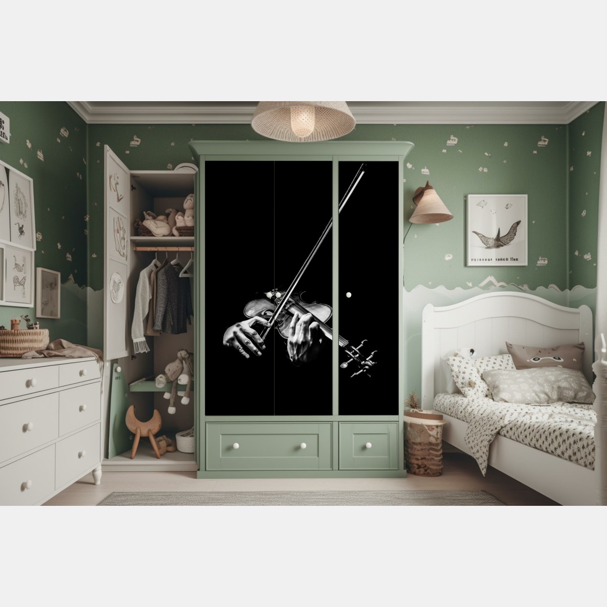 Schrankaufkleber monochrome hände eines geigers – Wallnifity® Schrankaufkleber monochrome hände eines geigers – Wallnifity®