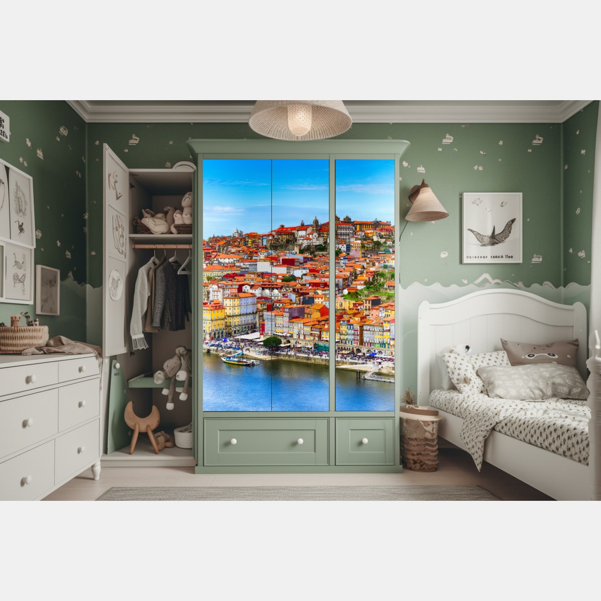 Schrankaufkleber Porto buntes uferpanorama – Wallnifity® Schrankaufkleber Porto buntes uferpanorama – Wallnifity®