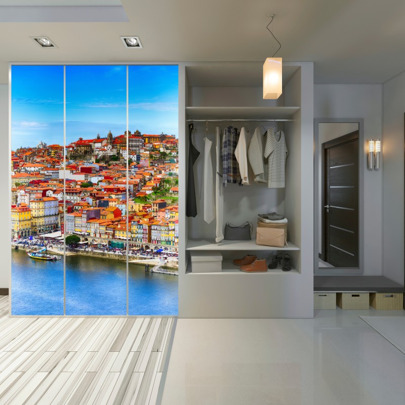 Schrankaufkleber Porto buntes uferpanorama – Wallnifity® Schrankaufkleber Porto buntes uferpanorama – Wallnifity®