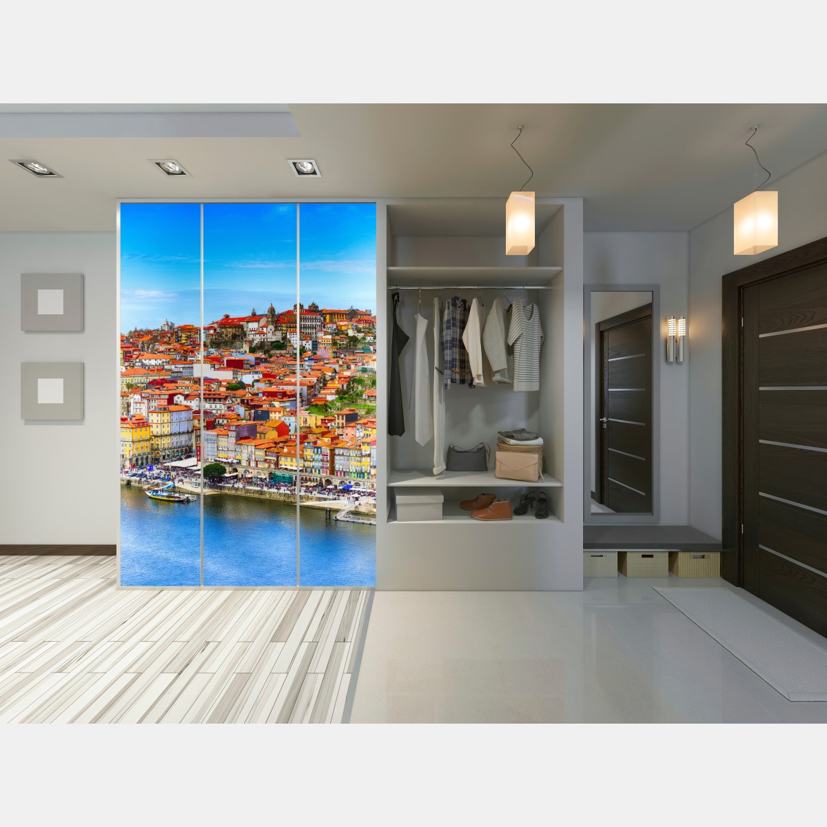 Schrankaufkleber Porto buntes uferpanorama – Wallnifity® Schrankaufkleber Porto buntes uferpanorama – Wallnifity®