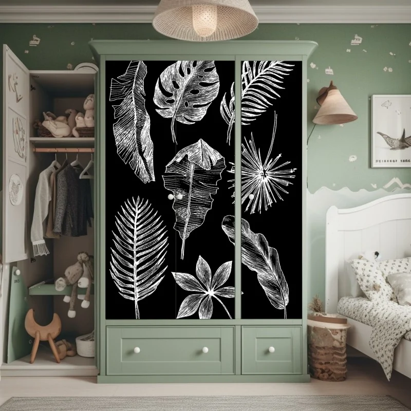 Schrankaufkleber goldene lotosblüten auf grünem hintergrund – Wallnifity®