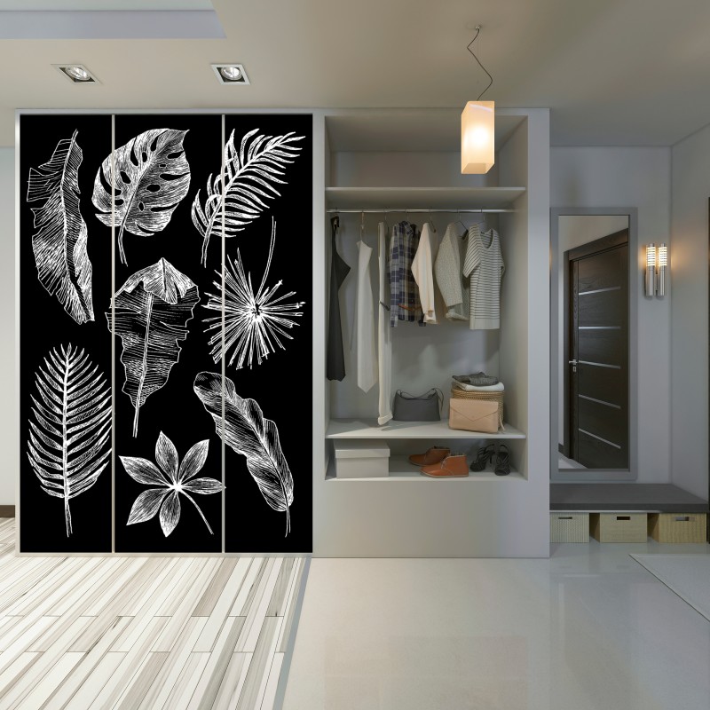 Schrankaufkleber monochrome blattkomposition – Wallnifity®
