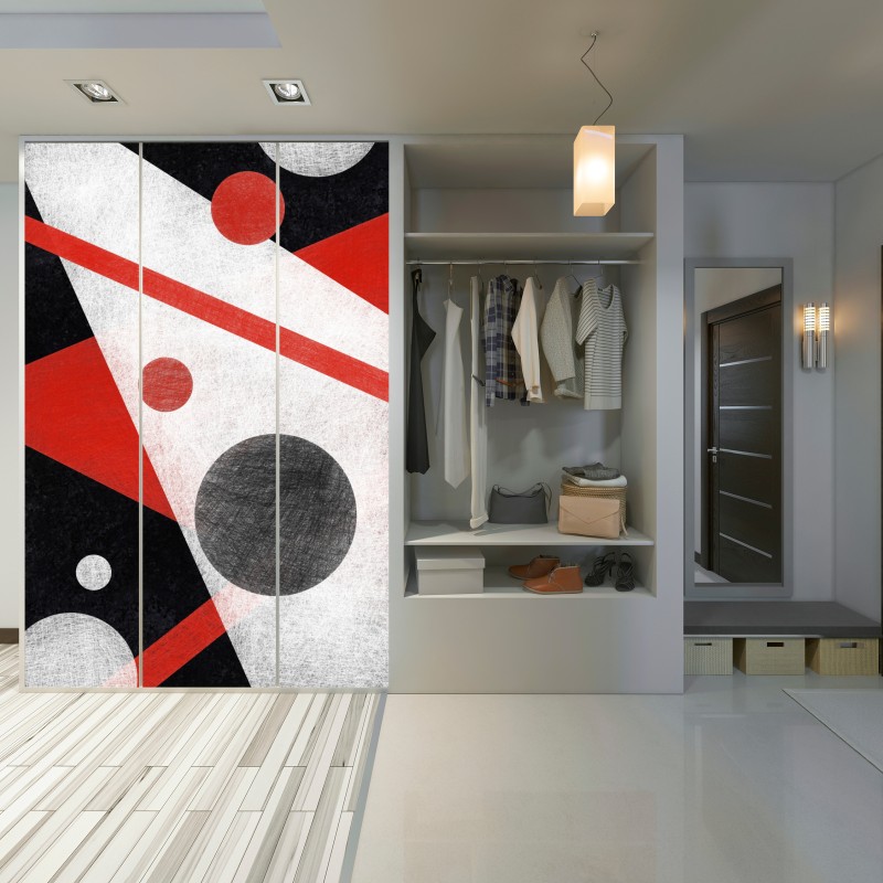 Schrankaufkleber geometrische abstraktion in rot und schwarz – Wallnifity® Schrankaufkleber geometrische abstraktion in rot und schwarz – Wallnifity®