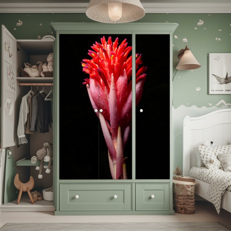 Schrankaufkleber weiße und rosa orchidee vor schwarzem hintergrund – Wallnifity®