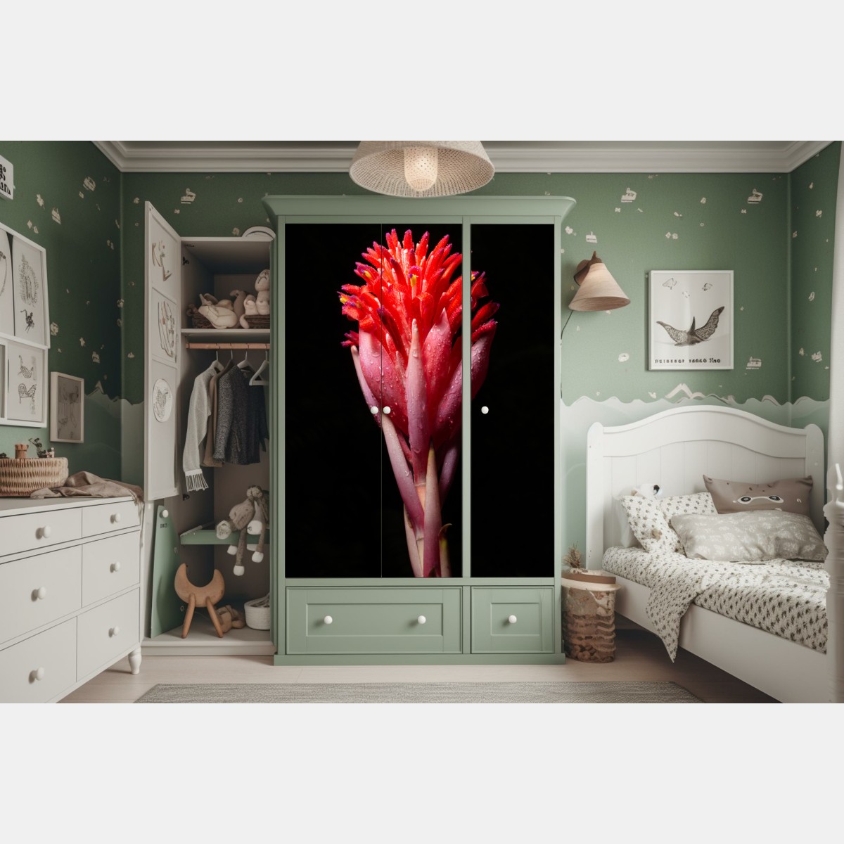 Schrankaufkleber leuchtende rosa blüte vor schwarzem hintergrund – Wallnifity® Schrankaufkleber leuchtende rosa blüte vor schwarzem hintergrund – Wallnifity®