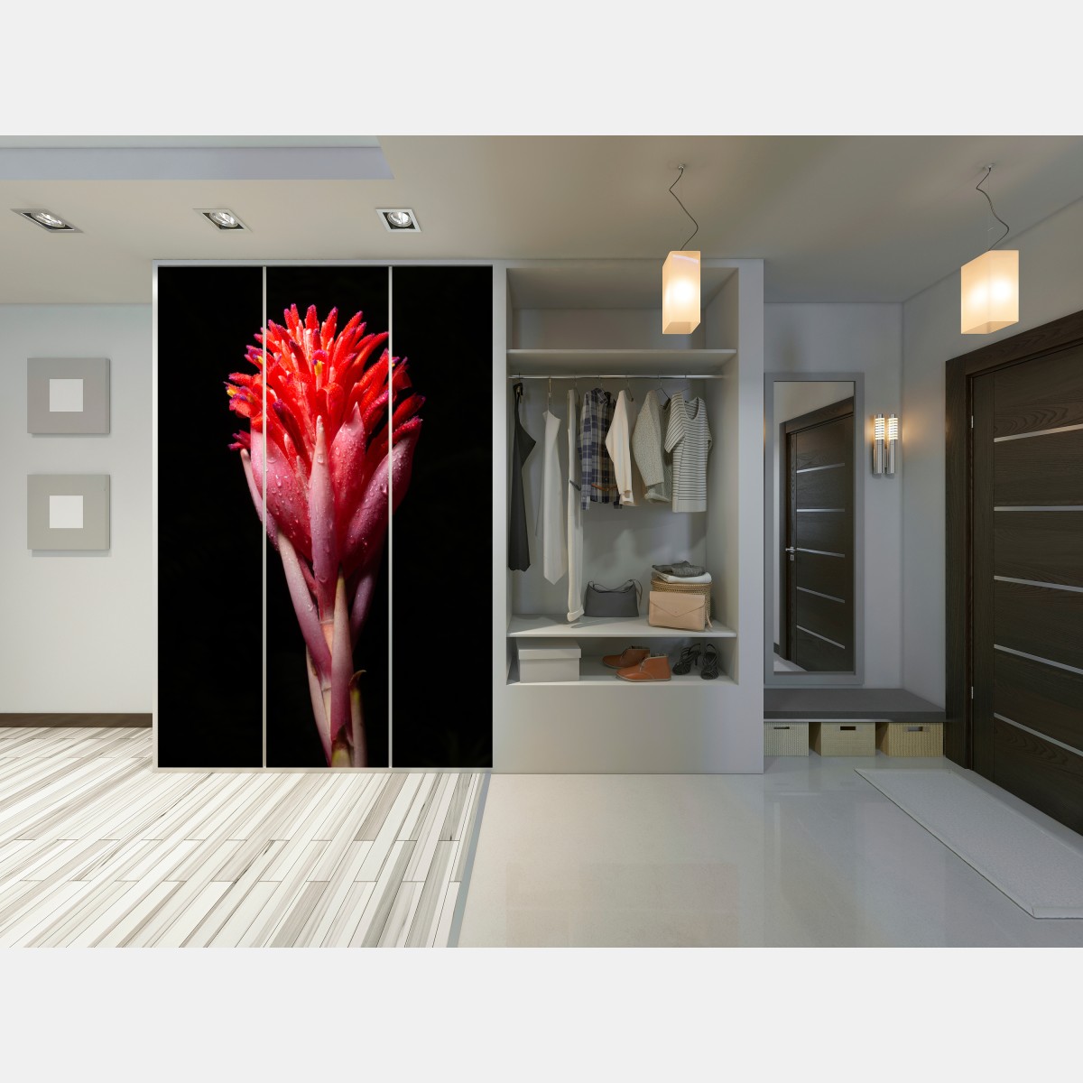 Schrankaufkleber leuchtende rosa blüte vor schwarzem hintergrund – Wallnifity® Schrankaufkleber leuchtende rosa blüte vor schwarzem hintergrund – Wallnifity®