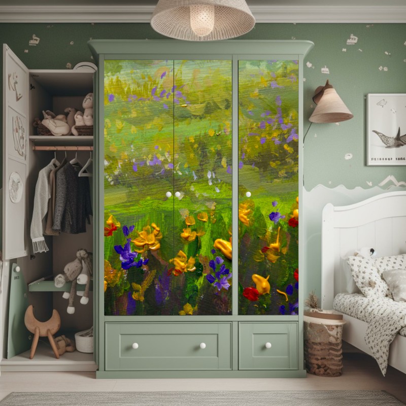 Schrankaufkleber bunte schwebende kugeln 3d abstrakt – Wallnifity®