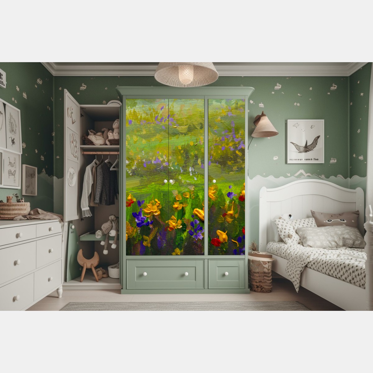 Schrankaufkleber lebendige wiese ölmalerei nahaufnahme – Wallnifity® Schrankaufkleber lebendige wiese ölmalerei nahaufnahme – Wallnifity®