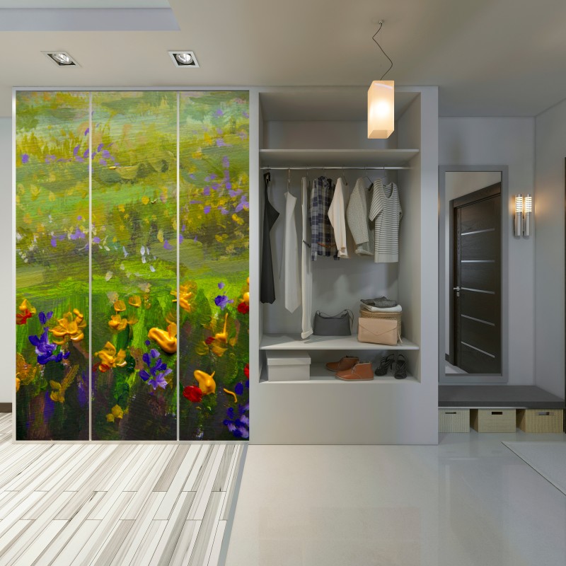 Schrankaufkleber lebendige wiese ölmalerei nahaufnahme – Wallnifity® Schrankaufkleber lebendige wiese ölmalerei nahaufnahme – Wallnifity®