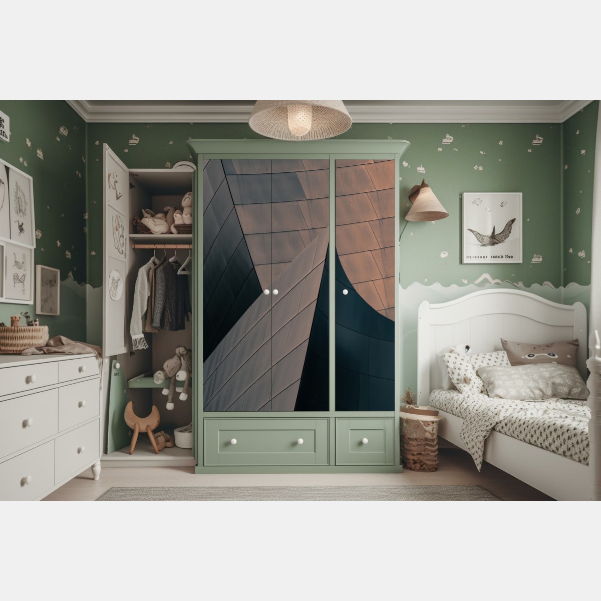 Schrankaufkleber geometrische architekturformen aus metall – Wallnifity® Schrankaufkleber geometrische architekturformen aus metall – Wallnifity®