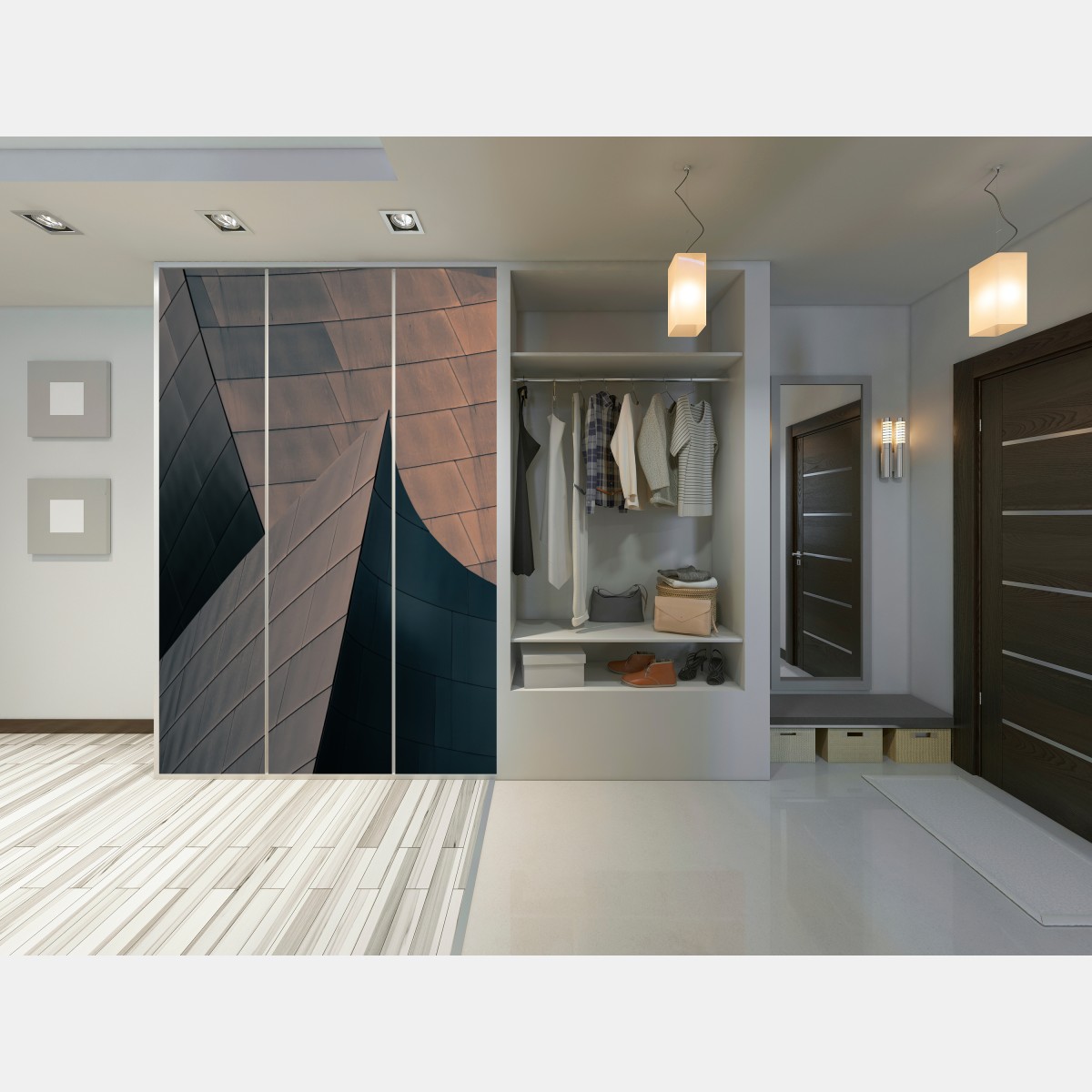 Schrankaufkleber geometrische architekturformen aus metall – Wallnifity® Schrankaufkleber geometrische architekturformen aus metall – Wallnifity®