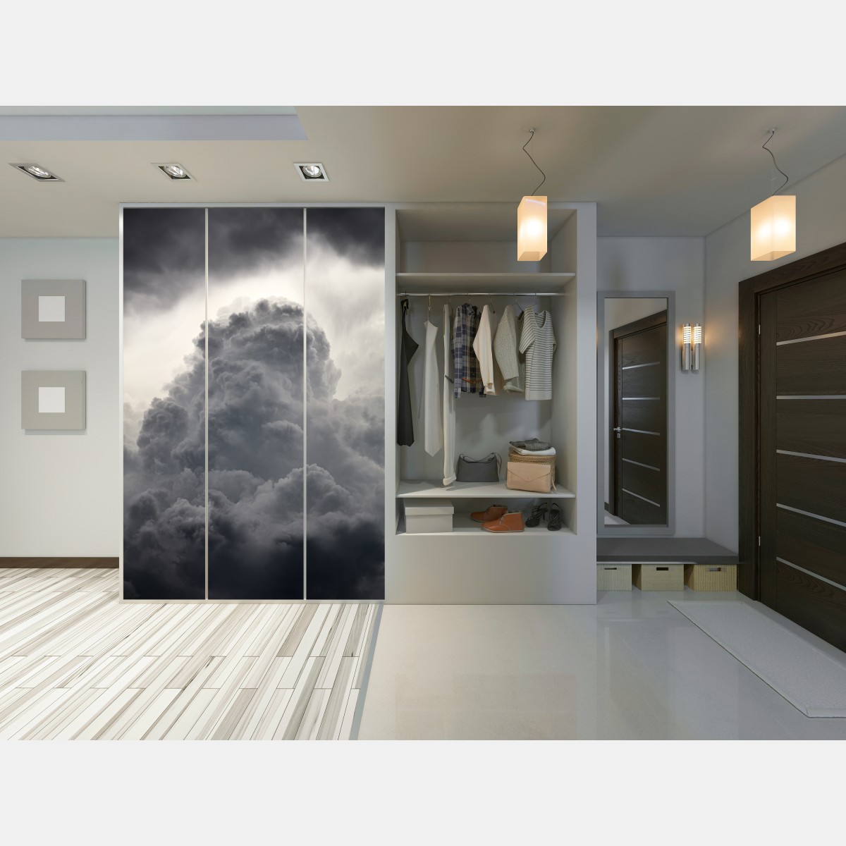 Schrankaufkleber dramatische graue wolkenlandschaft – Wallnifity® Schrankaufkleber dramatische graue wolkenlandschaft – Wallnifity®