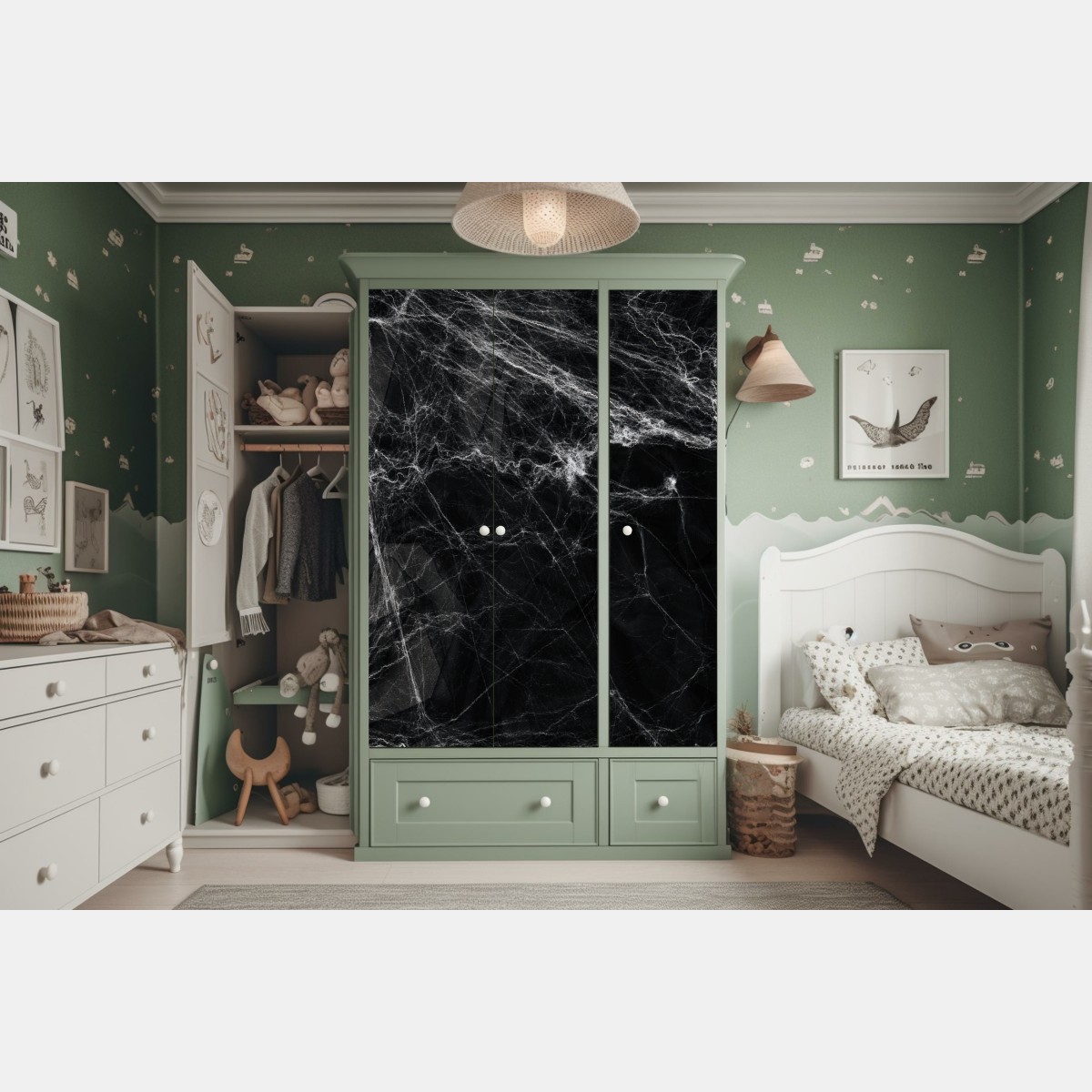 Schrankaufkleber gespenstisches spinnennetz auf schwarzem hintergrund – Wallnifity® Schrankaufkleber gespenstisches spinnennetz auf schwarzem hintergrund – Wallnifity®