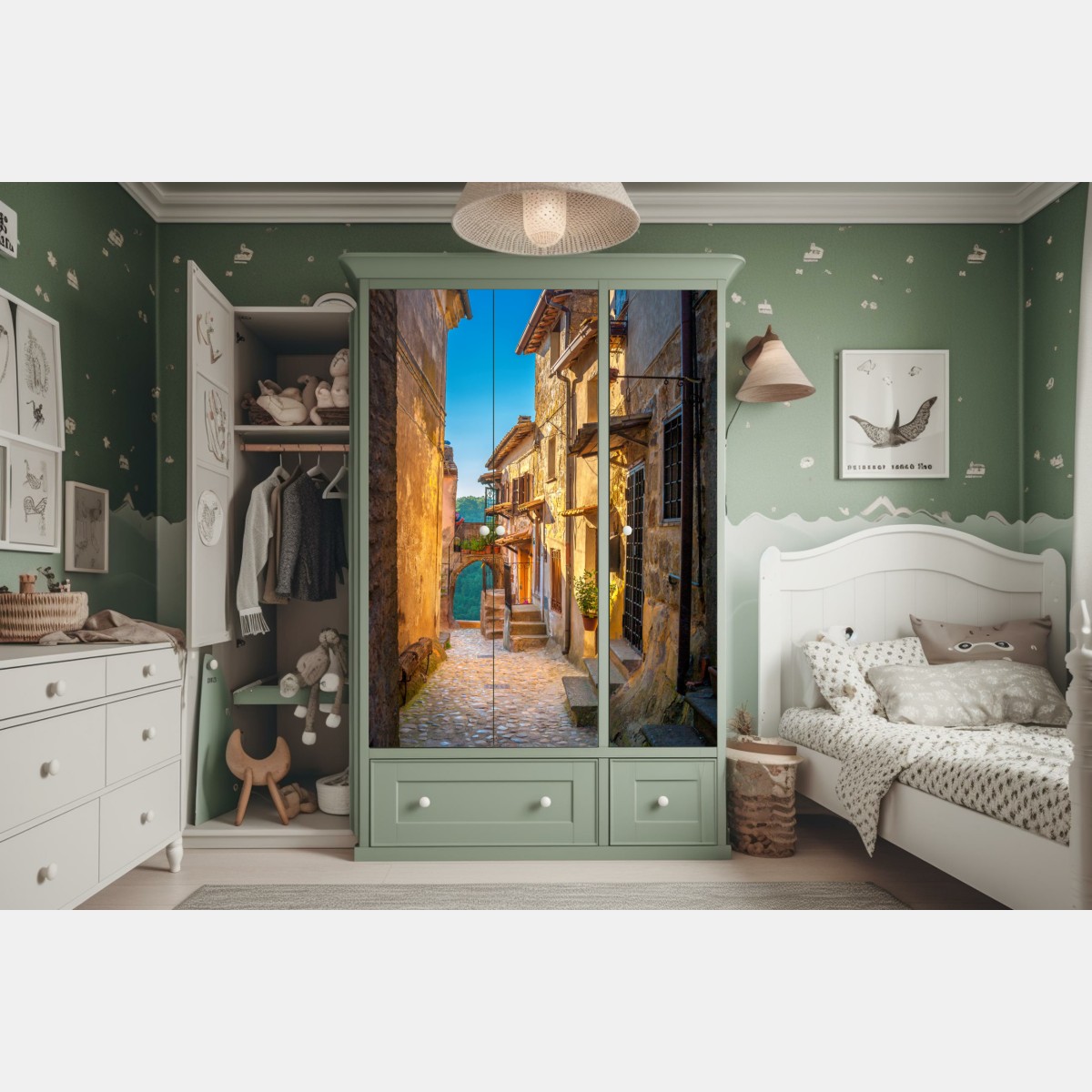 Schrankaufkleber sonnenbeschienene gasse in der Toskana – Wallnifity® Schrankaufkleber sonnenbeschienene gasse in der Toskana – Wallnifity®