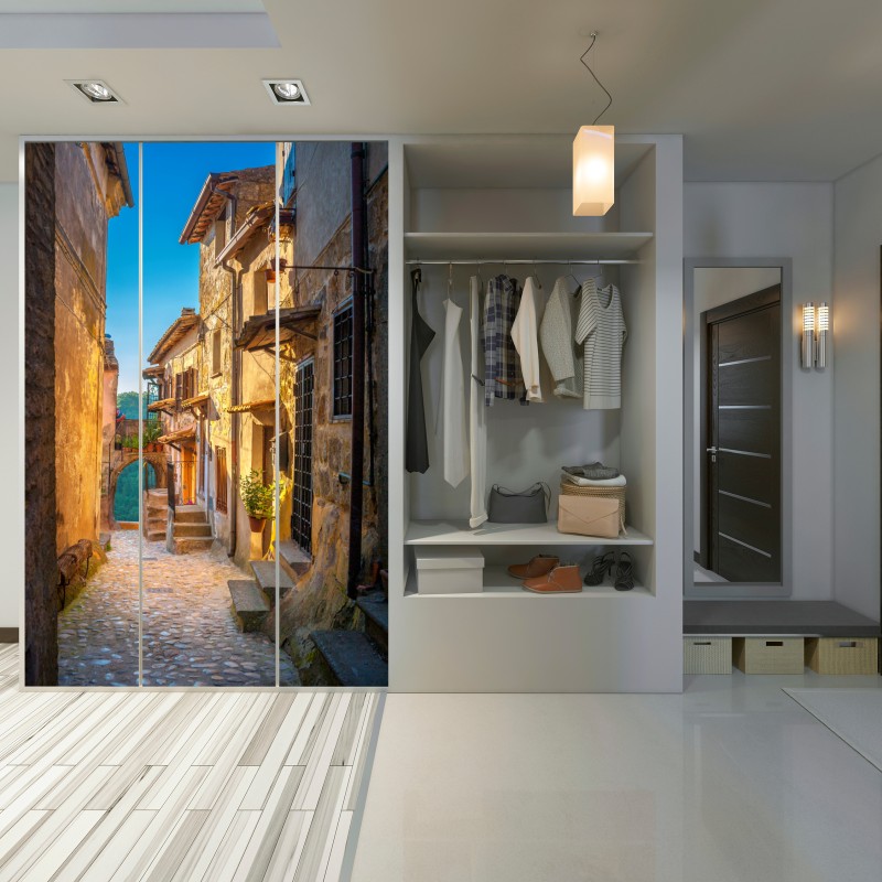 Schrankaufkleber sonnenbeschienene gasse in der Toskana – Wallnifity® Schrankaufkleber sonnenbeschienene gasse in der Toskana – Wallnifity®