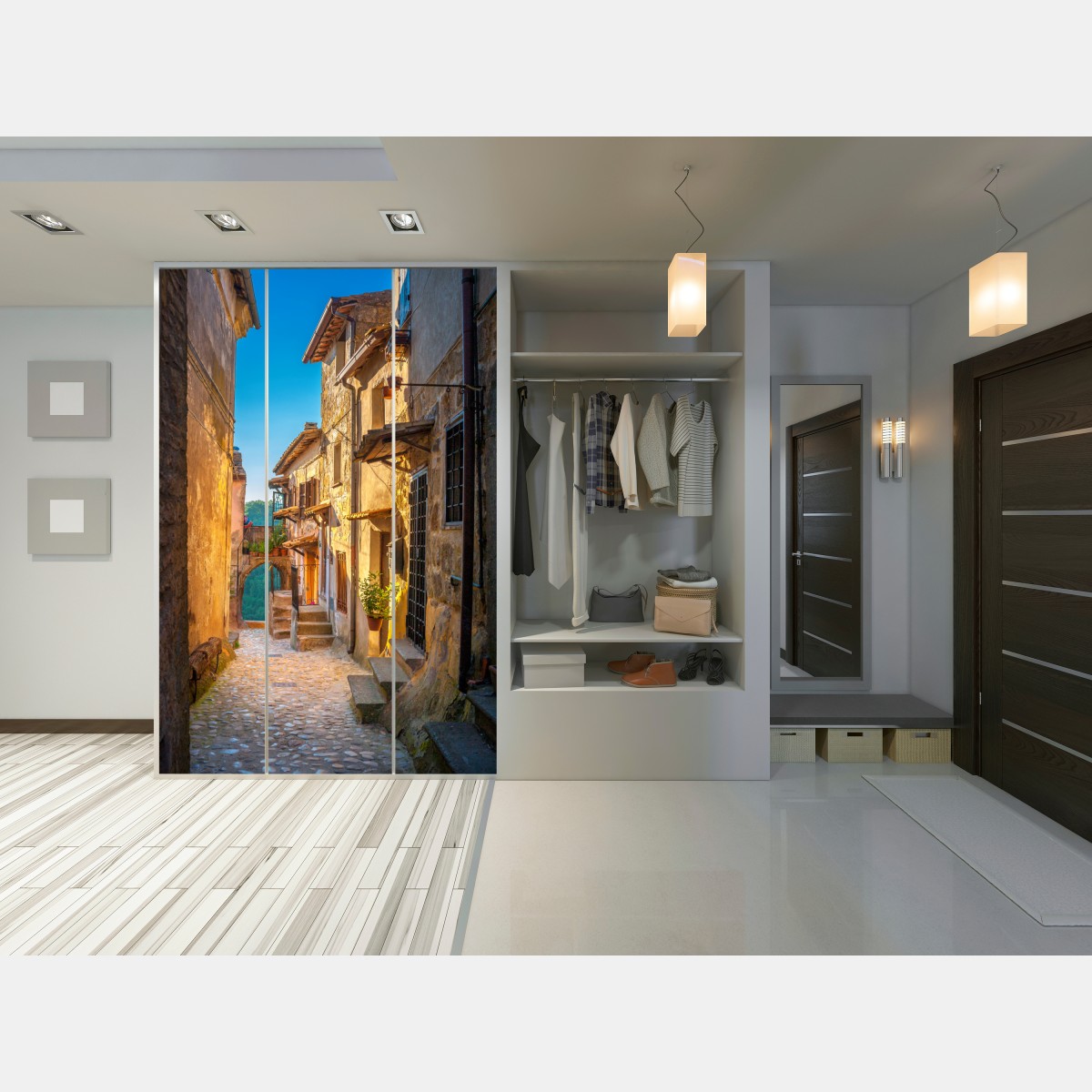 Schrankaufkleber sonnenbeschienene gasse in der Toskana – Wallnifity® Schrankaufkleber sonnenbeschienene gasse in der Toskana – Wallnifity®