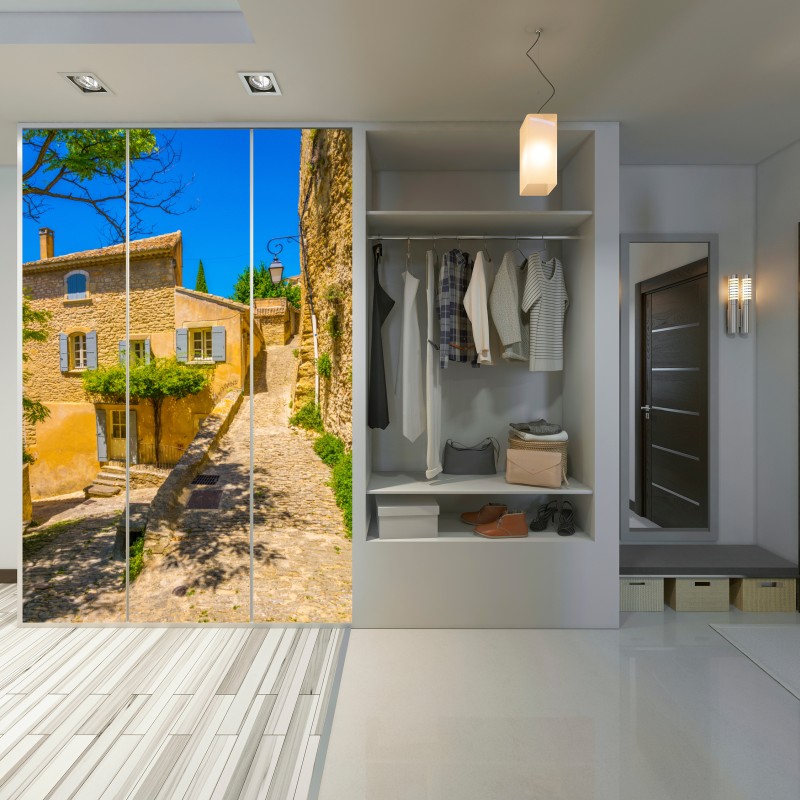 Schrankaufkleber sonnige kopfsteinpflastergasse – Wallnifity® Schrankaufkleber sonnige kopfsteinpflastergasse – Wallnifity®