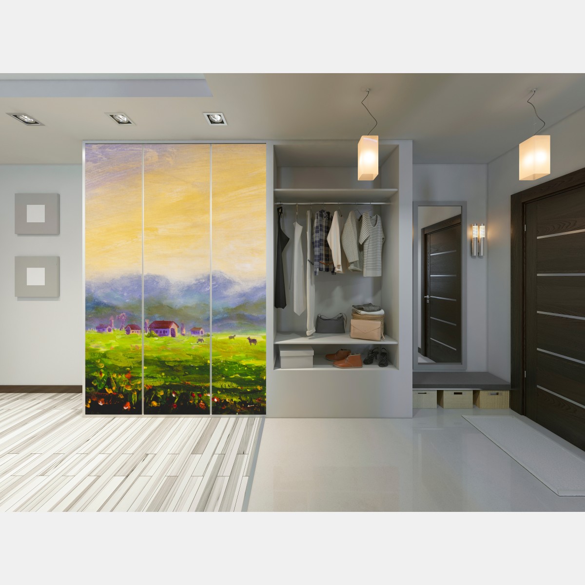 Schrankaufkleber sonnenaufgang über der sommerwiese – Wallnifity® Schrankaufkleber sonnenaufgang über der sommerwiese – Wallnifity®