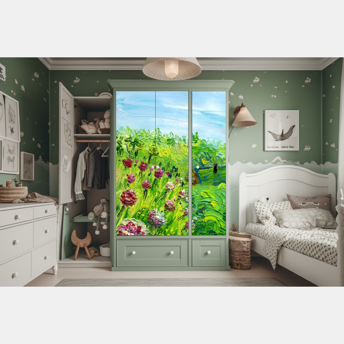 Schrankaufkleber pfingstrosenwiese im frühling — impasto blumenbild – Wallnifity® Schrankaufkleber pfingstrosenwiese im frühling — impasto blumenbild – Wallnifity®