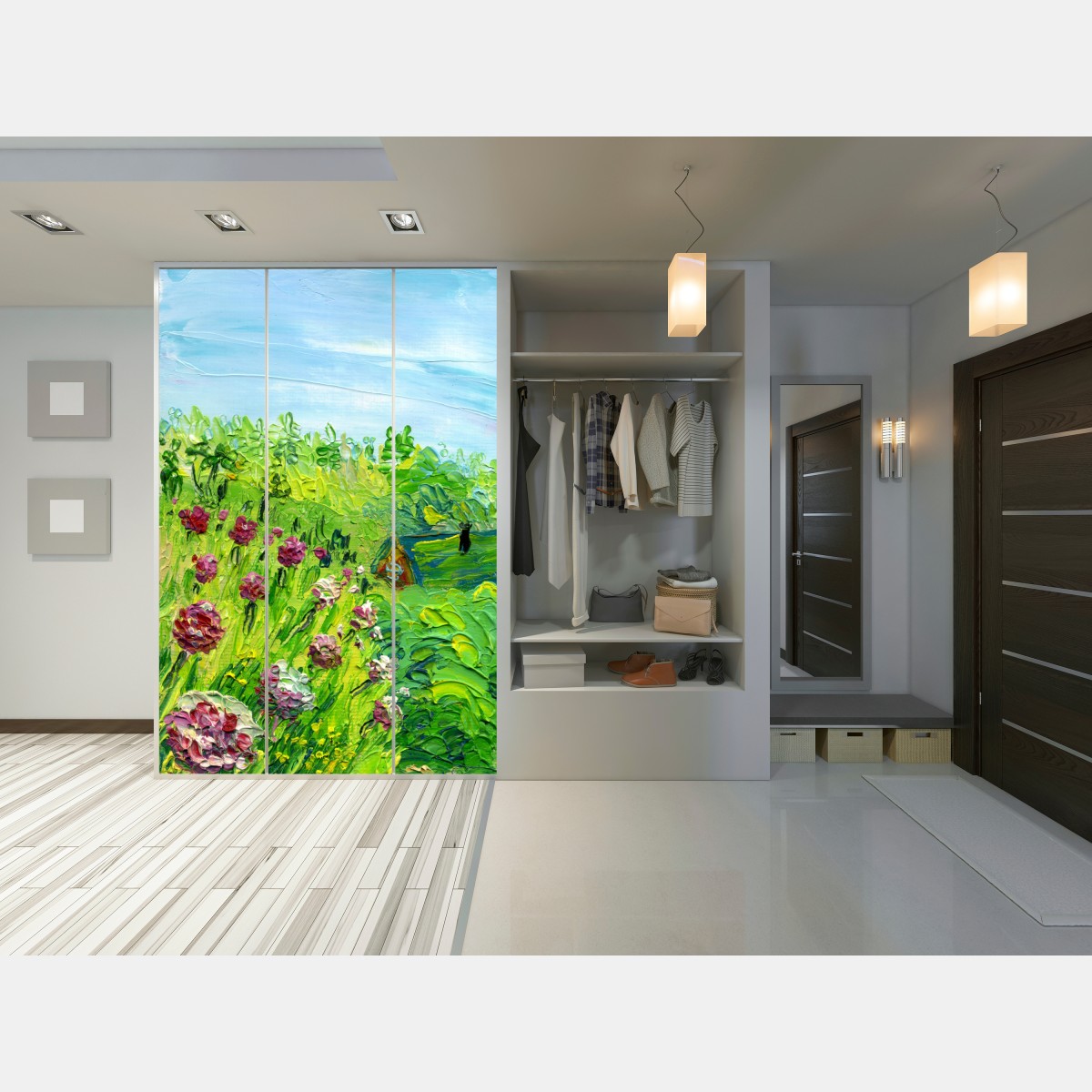 Schrankaufkleber pfingstrosenwiese im frühling — impasto blumenbild – Wallnifity® Schrankaufkleber pfingstrosenwiese im frühling — impasto blumenbild – Wallnifity®