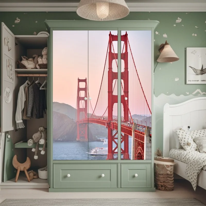 Schrankaufkleber Golden Gate Bridge bei sonnenuntergang – Wallnifity® Schrankaufkleber Golden Gate Bridge bei sonnenuntergang – Wallnifity®