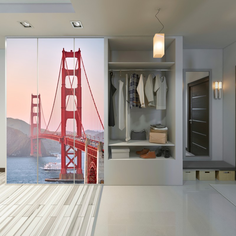 Schrankaufkleber Golden Gate Bridge bei sonnenuntergang – Wallnifity® Schrankaufkleber Golden Gate Bridge bei sonnenuntergang – Wallnifity®