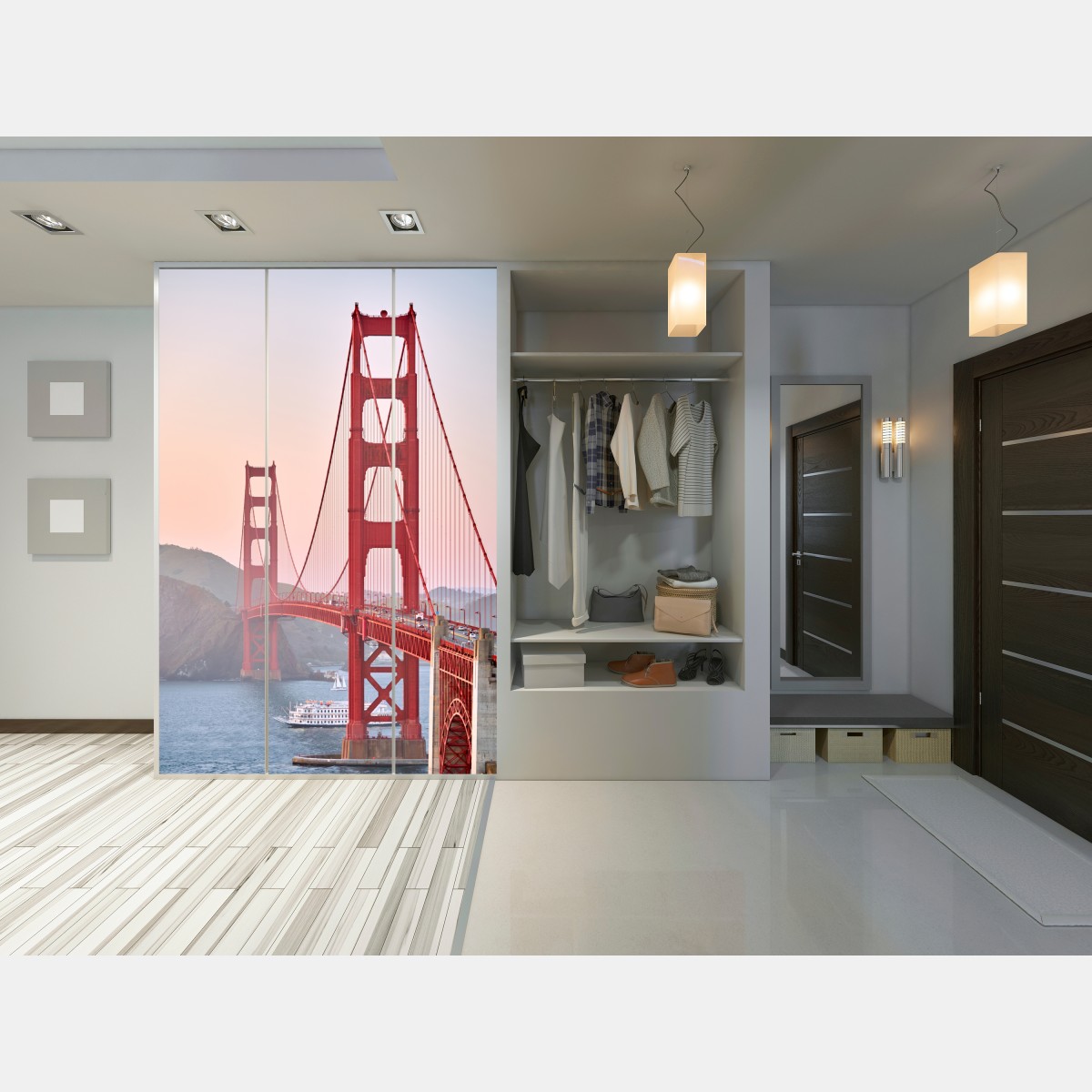 Schrankaufkleber Golden Gate Bridge bei sonnenuntergang – Wallnifity® Schrankaufkleber Golden Gate Bridge bei sonnenuntergang – Wallnifity®