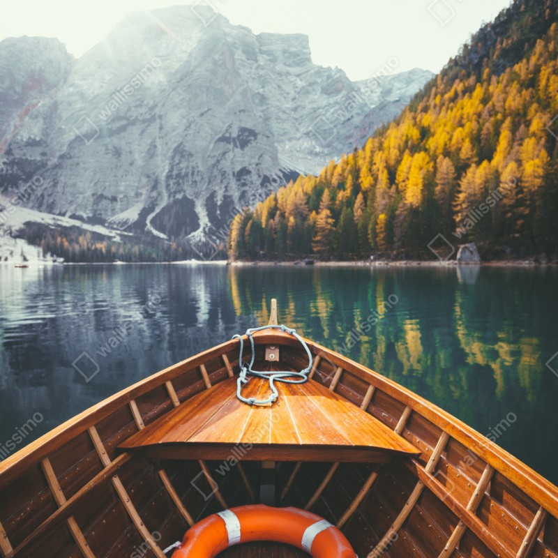 Schrankaufkleber sonnenaufgang am Lago di Braies – Wallnifity® Schrankaufkleber sonnenaufgang am Lago di Braies – Wallnifity®