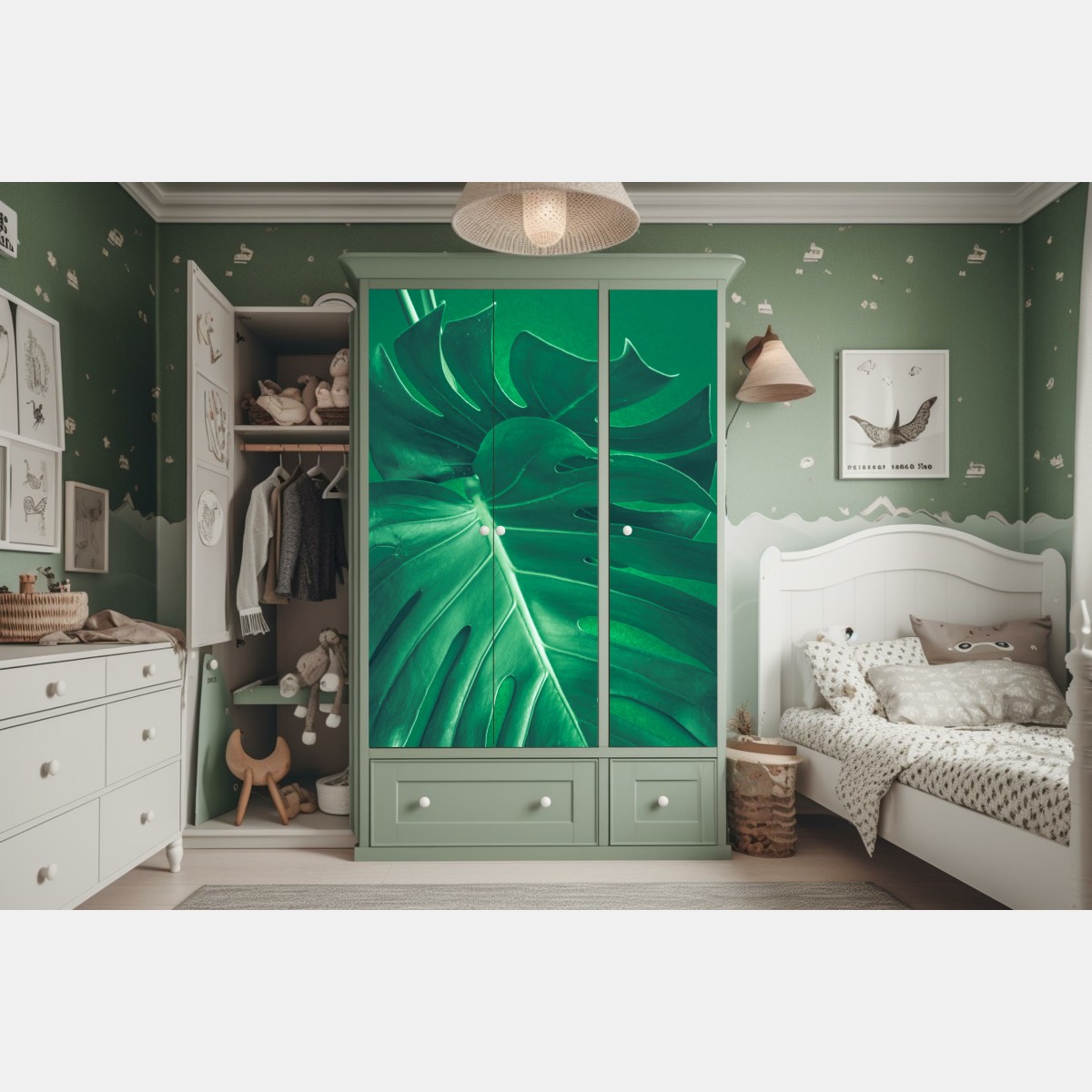 Schrankaufkleber prächtiges monstera-blatt nahaufnahme – Wallnifity® Schrankaufkleber prächtiges monstera-blatt nahaufnahme – Wallnifity®