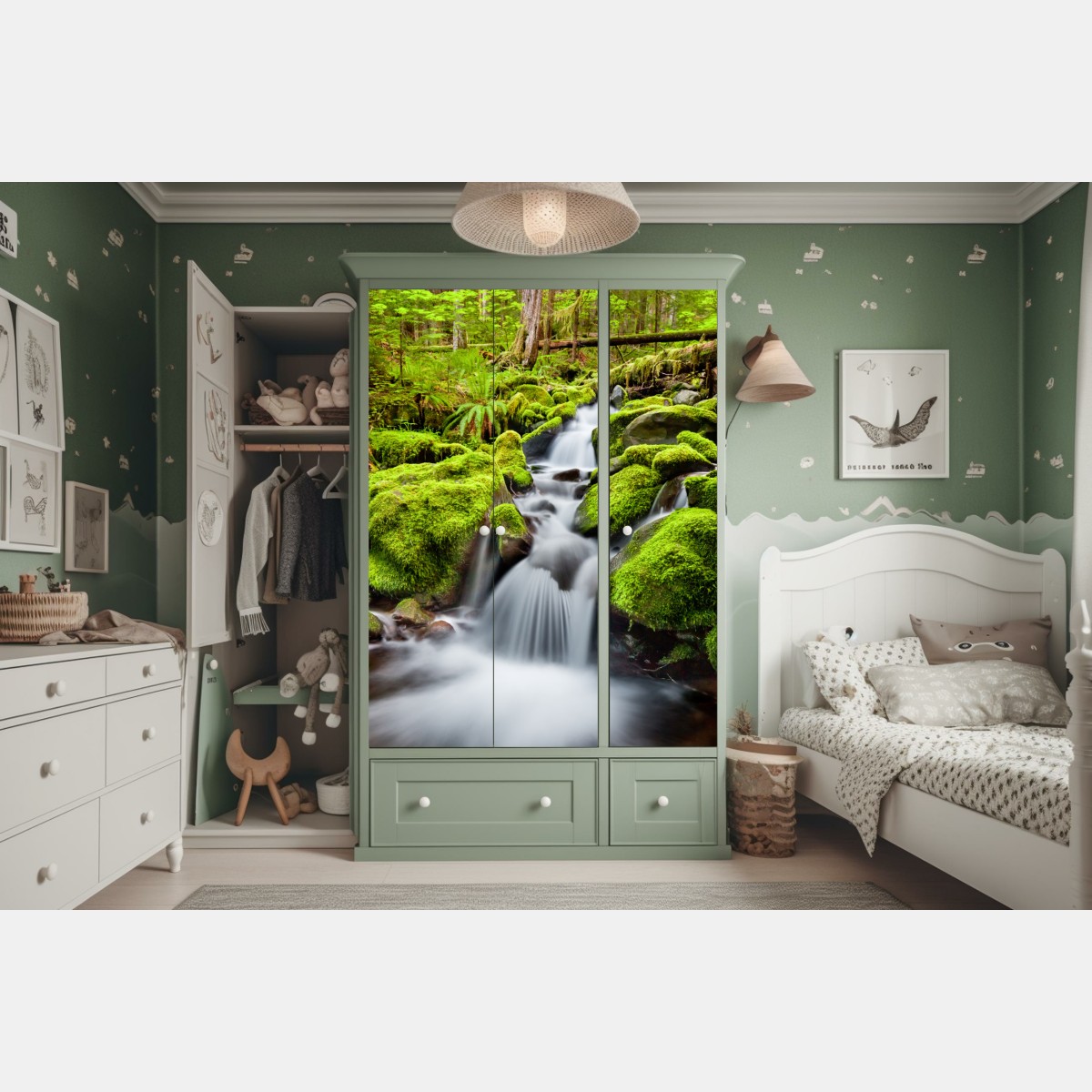 Schrankaufkleber moosbedeckter bach bei Sol Duc Falls – Wallnifity® Schrankaufkleber moosbedeckter bach bei Sol Duc Falls – Wallnifity®