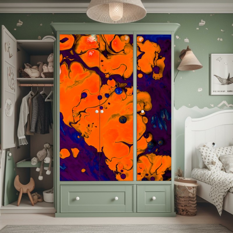 Schrankaufkleber leuchtende fließende verlaufswellen – Wallnifity®