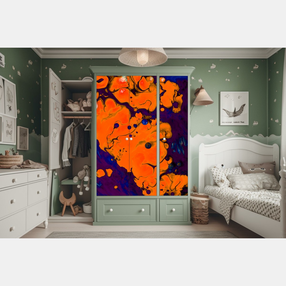 Schrankaufkleber intensiver oranger fluss – Wallnifity® Schrankaufkleber intensiver oranger fluss – Wallnifity®