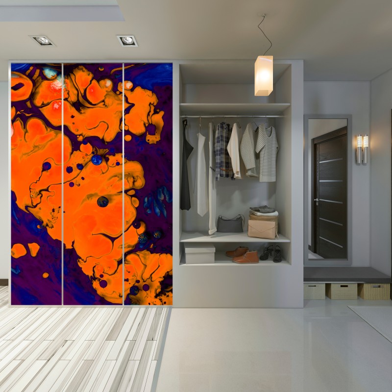 Schrankaufkleber intensiver oranger fluss – Wallnifity® Schrankaufkleber intensiver oranger fluss – Wallnifity®