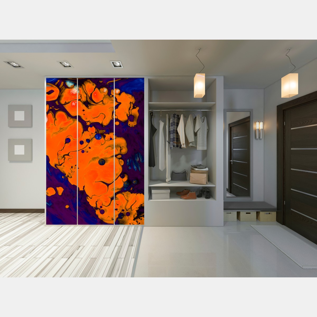 Schrankaufkleber intensiver oranger fluss – Wallnifity® Schrankaufkleber intensiver oranger fluss – Wallnifity®