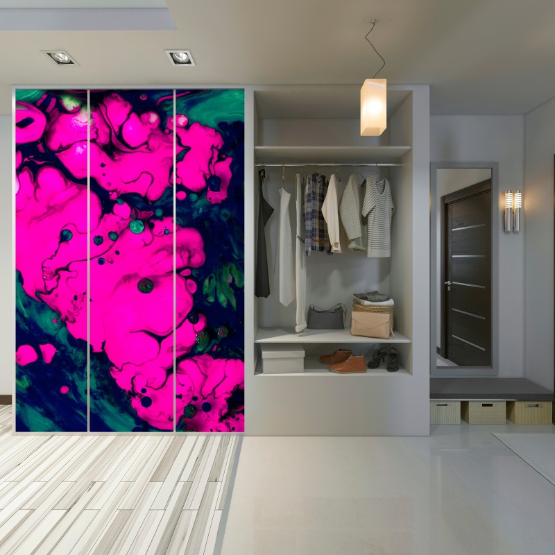 Schrankaufkleber neonpink flüssige abstraktion – Wallnifity®