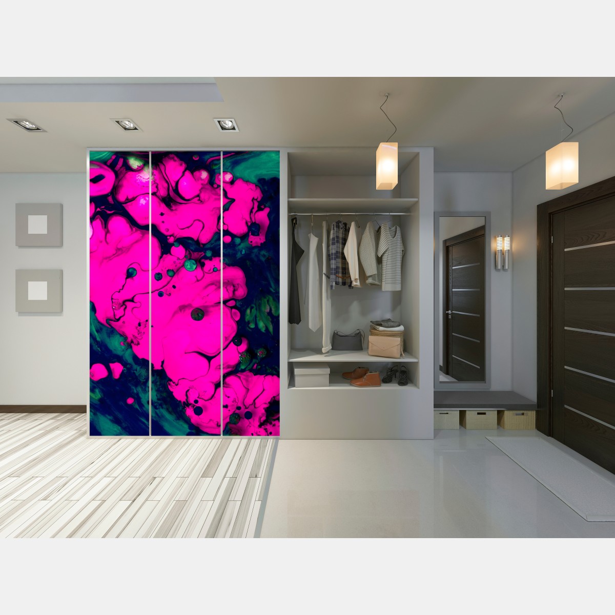 Schrankaufkleber neonpink flüssige abstraktion – Wallnifity®