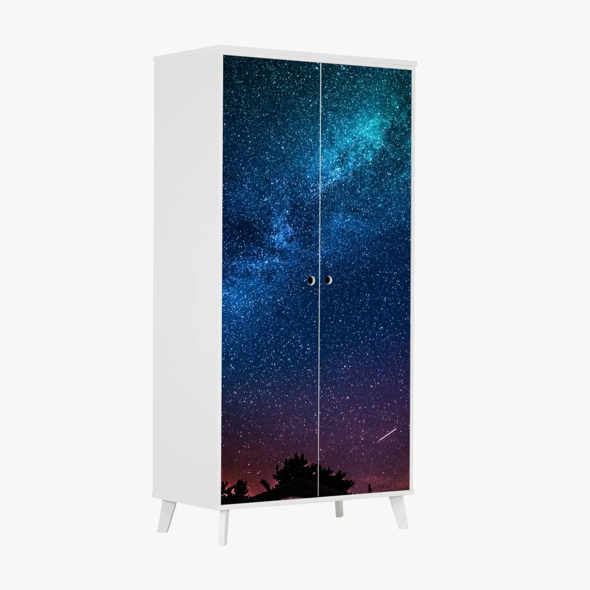 Schrankaufkleber tiefblauer nachthimmel mit milchstraße und sternschnuppe – Wallnifity® Schrankaufkleber tiefblauer nachthimmel mit milchstraße und sternschnuppe – Wallnifity®