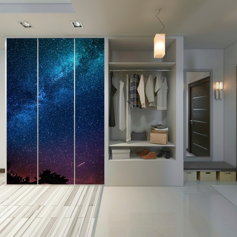 Schrankaufkleber tiefblauer nachthimmel mit milchstraße und sternschnuppe – Wallnifity® Schrankaufkleber tiefblauer nachthimmel mit milchstraße und sternschnuppe – Wallnifity®