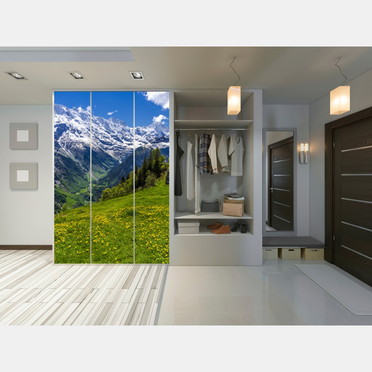 Schrankaufkleber alpwiese im frühling vor schneebedeckten gipfeln – Wallnifity® Schrankaufkleber alpwiese im frühling vor schneebedeckten gipfeln – Wallnifity®