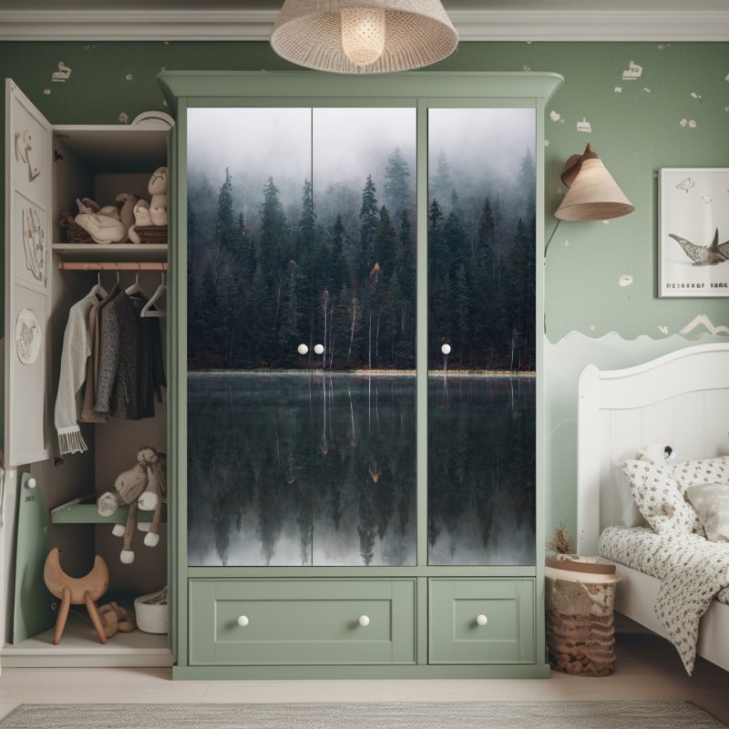 Schrankaufkleber moderne stadtsilhouette bei dämmerung – Wallnifity®