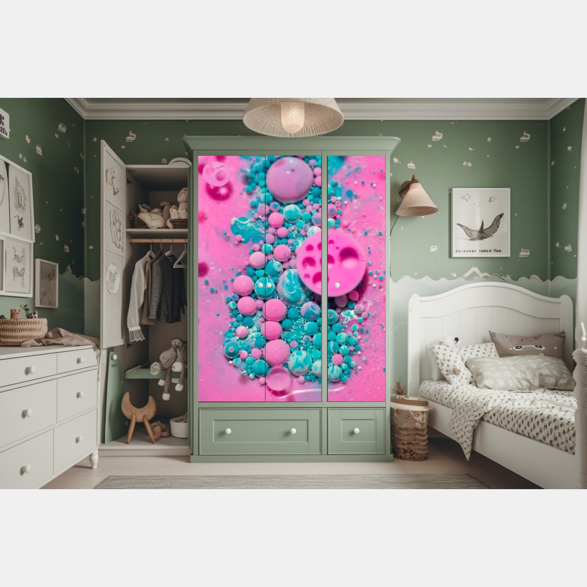 Schrankaufkleber rosa und türkis marmor abstrakt – Wallnifity® Schrankaufkleber rosa und türkis marmor abstrakt – Wallnifity®