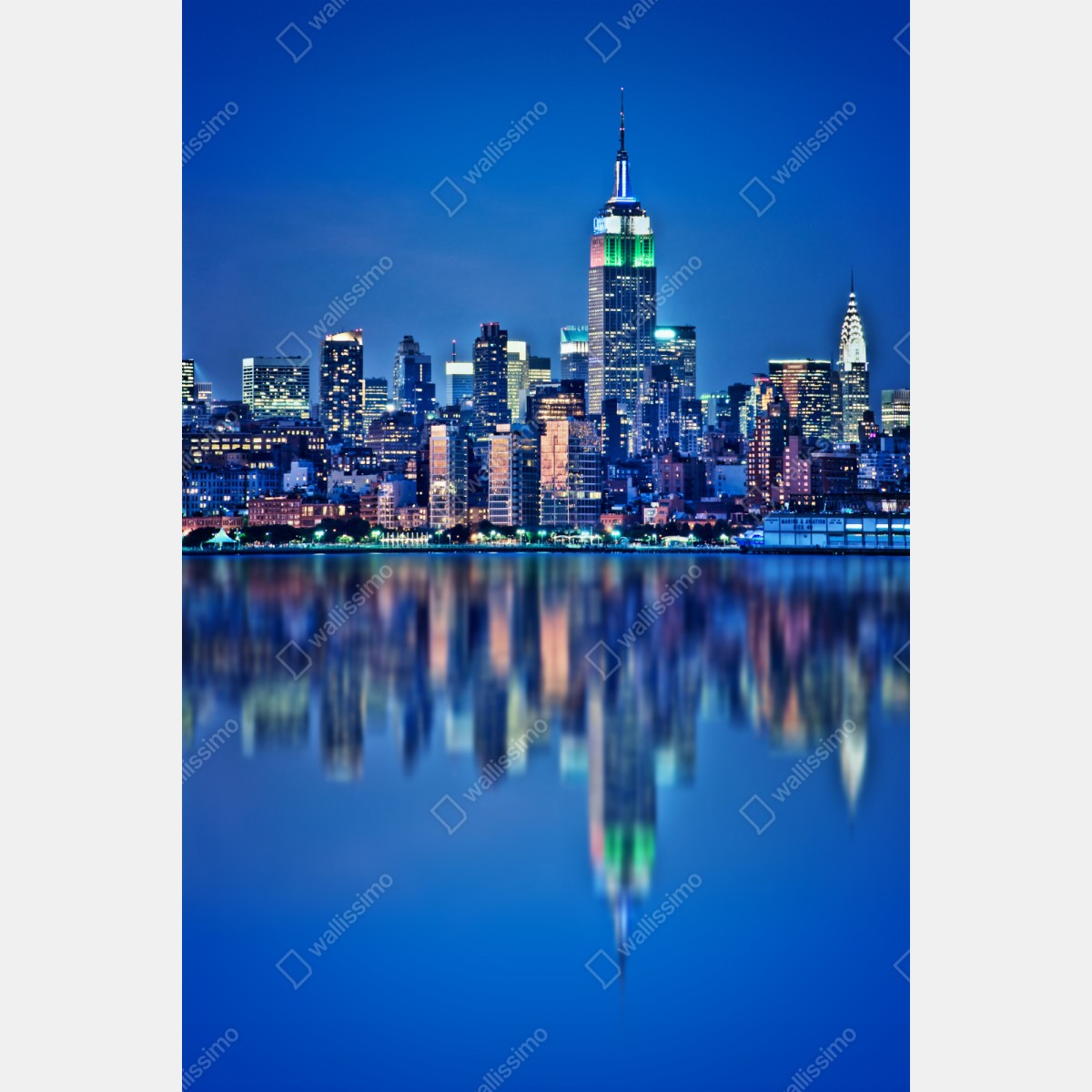 Schrankaufkleber New York skyline bei nacht mit spiegelung – Wallnifity® Schrankaufkleber New York skyline bei nacht mit spiegelung – Wallnifity®