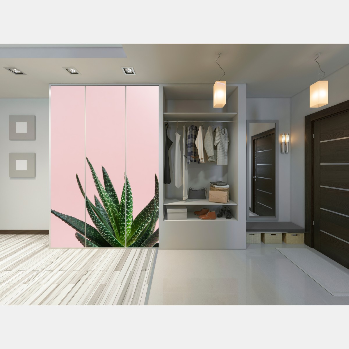 Schrankaufkleber grüner aloes auf rosa hintergrund – Wallnifity® Schrankaufkleber grüner aloes auf rosa hintergrund – Wallnifity®