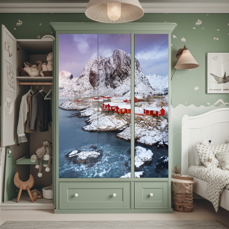 Schrankaufkleber mohnfeld im sonnenuntergang – Wallnifity®