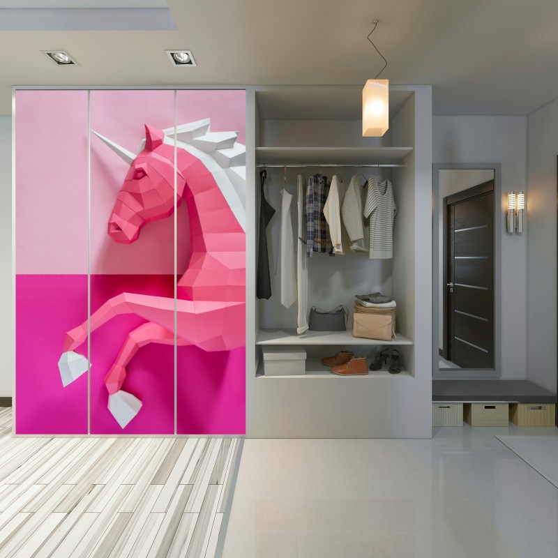 Schrankaufkleber rosa geometrisches einhorn – Wallnifity® Schrankaufkleber rosa geometrisches einhorn – Wallnifity®